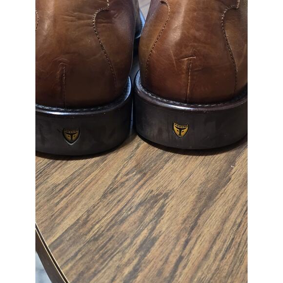 MICHAEL TOSCHI CIS‎ Equipped Loafer Dress Shoes Cognac Leather Size 10.5 ITALY - Picture 2 of 8